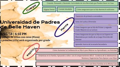 Universidad de Padres de Belle Haven 3/20/18 at 6:10pm